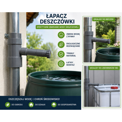 ZBIERACZ DESZCZÓWKI ŁAPACZ WODY DESZCZOWEJ 100 mm szary